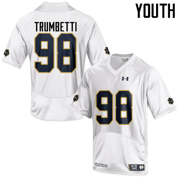 Youth #98 Andrew Trumbetti Notre Dame Fighting Irish College Football Jerseys-White